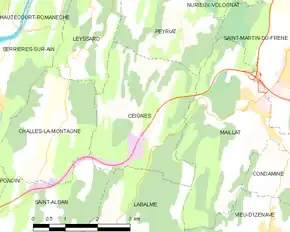 Poziția localității Ceignes