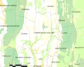Poziția localității Champagne-en-Valromey