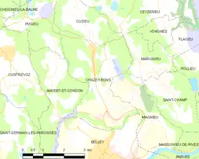 Poziția localității Chazey-Bons