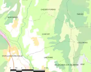 Poziția localității Confort