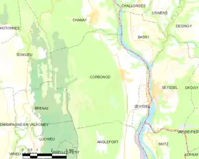 Poziția localității Corbonod