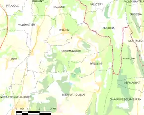 Poziția localității Courmangoux