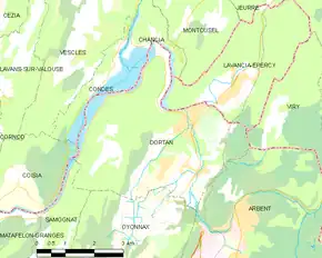 Poziția localității Dortan