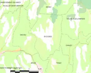 Poziția localității Évosges