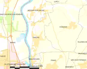 Poziția localității Fareins