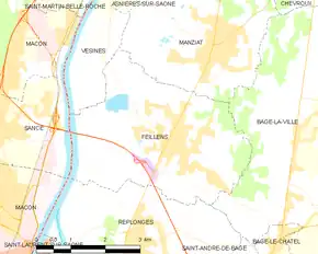 Poziția localității Feillens