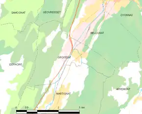 Poziția localității Groissiat
