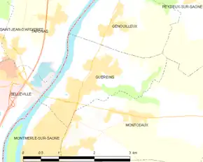 Poziția localității Guéreins