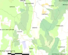 Poziția localității Izenave