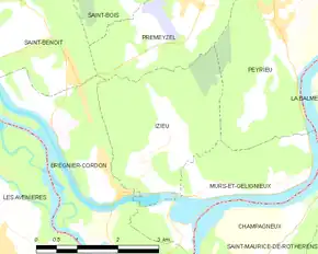 Poziția localității Izieu