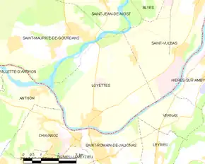 Poziția localității Loyettes