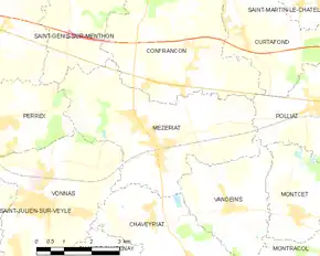 Poziția localității Mézériat