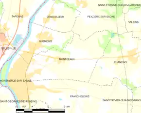 Poziția localității Montceaux