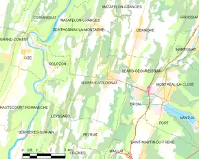 Poziția localității Nurieux-Volognat