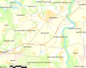 Poziția localității Pérouges