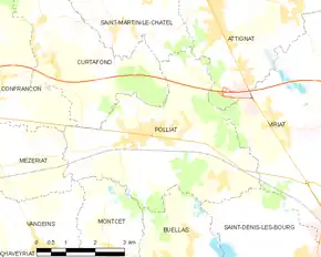 Poziția localității Polliat