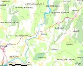 Poziția localității Poncin