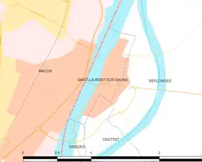 Poziția localității Saint-Laurent-sur-Saône