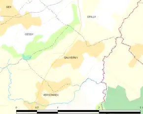 Poziția localității Sauverny