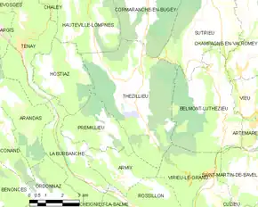 Poziția localității Thézillieu