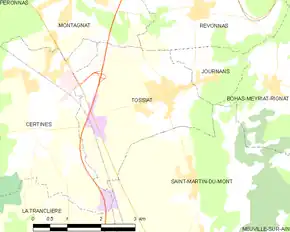 Poziția localității Tossiat