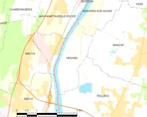 Poziția localității Vésines