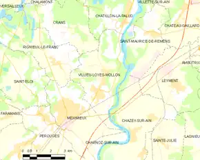 Poziția localității Villieu-Loyes-Mollon