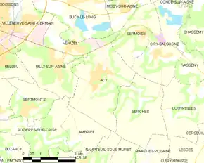 Poziția localității Acy