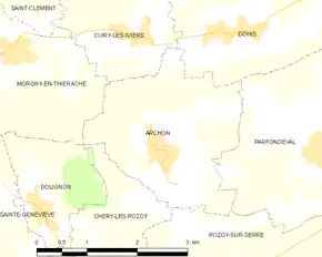 Poziția localității Archon. Aisne