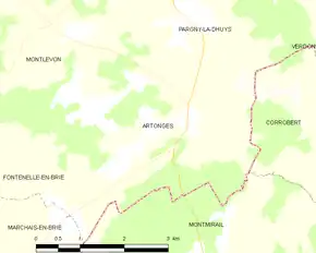 Poziția localității Artonges