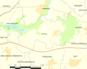 Poziția localității Attilly