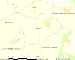 Poziția localității Audigny