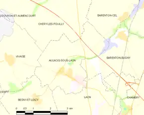 Poziția localității Aulnois-sous-Laon
