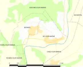 Poziția localității Azy-sur-Marne