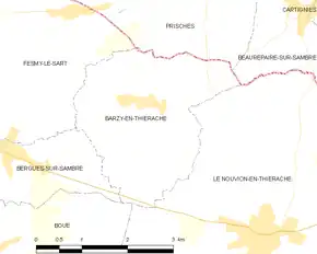 Poziția localității Barzy-en-Thiérache