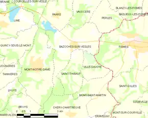 Poziția localității Bazoches-sur-Vesles