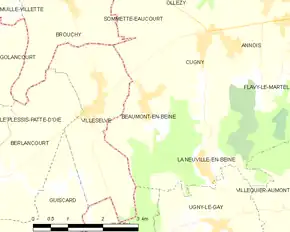 Poziția localității Beaumont-en-Beine