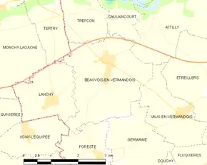 Poziția localității Beauvois-en-Vermandois
