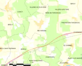 Poziția localității Beuvardes