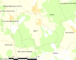 Poziția localității Brécy. Aisne