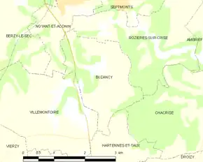 Poziția localității Buzancy. Aisne