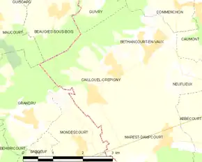 Poziția localității Caillouël-Crépigny