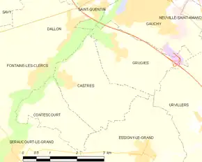 Poziția localității Castres. Aisne