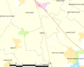 Poziția localității Cerizy