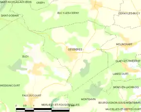 Poziția localității Cessières
