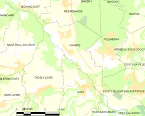 Poziția localității Champs. Aisne