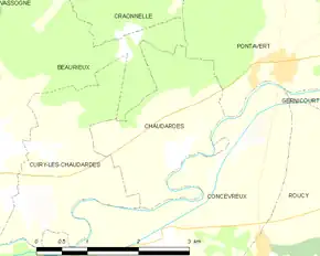 Poziția localității Chaudardes