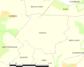 Poziția localității Chaudun
