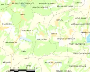 Poziția localității Chevregny