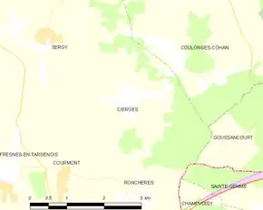 Poziția localității Cierges